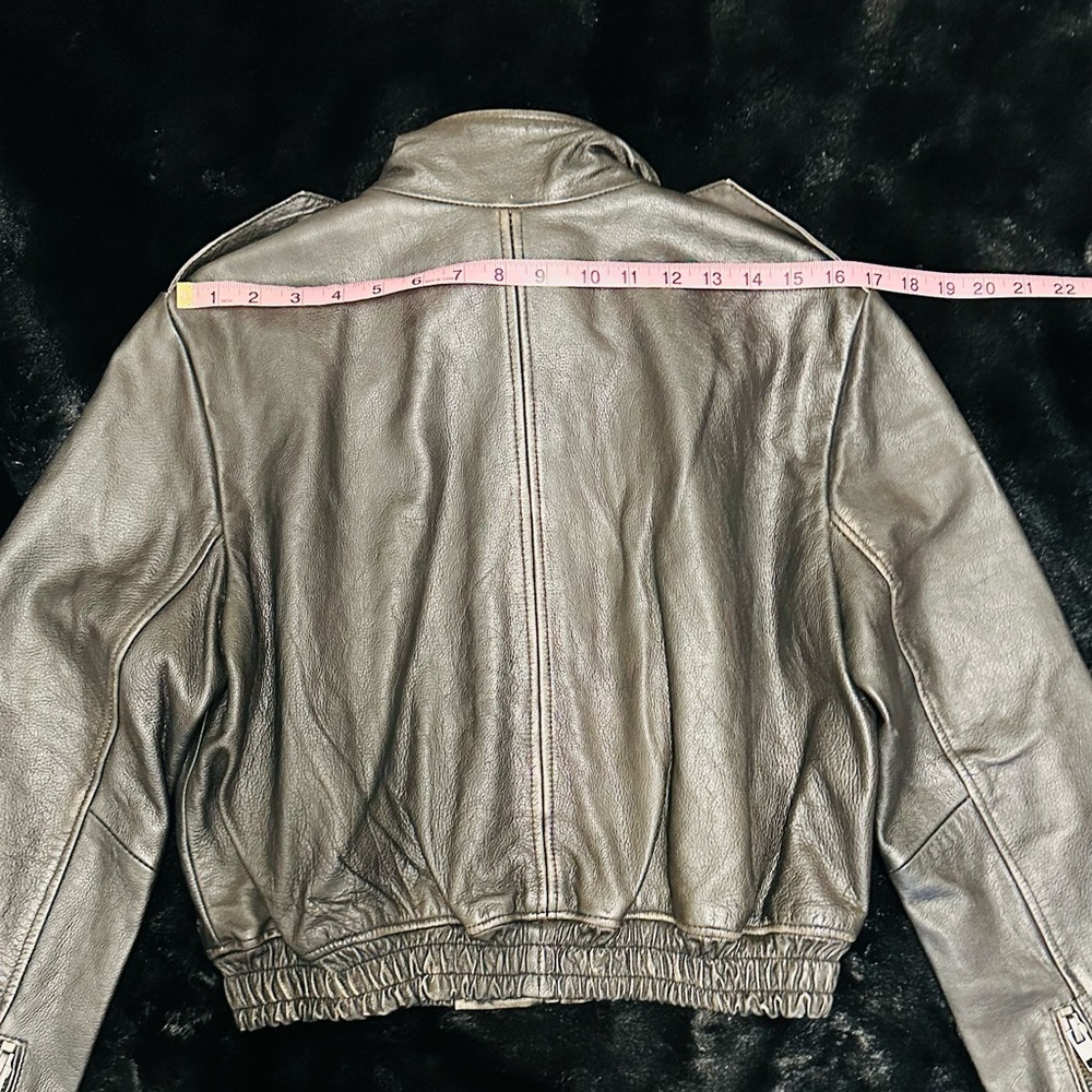 ZARA Black Leather Distressed Biker Jacket - Picture 14 of 16